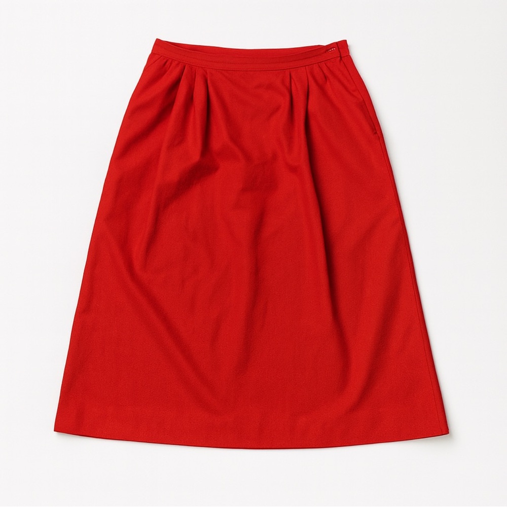 Pendleton Red 100% Virgin Wool Midi Skirt Size 12 Vintage USA Made Holiday